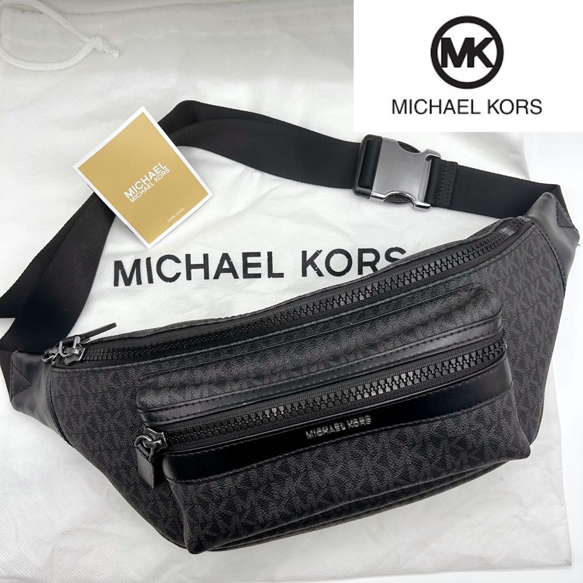 極美品】マイケルコース ボディバッグ メンズ MK柄 シグネチャー 極美品】マイケルコース ボディバッグ メンズ MK柄 シグネチャー