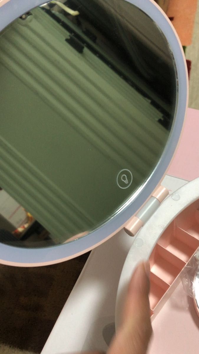 LED化粧鏡 ミラー　収納ボックス 光でデスクトップメイク メイクボックス　充電式　