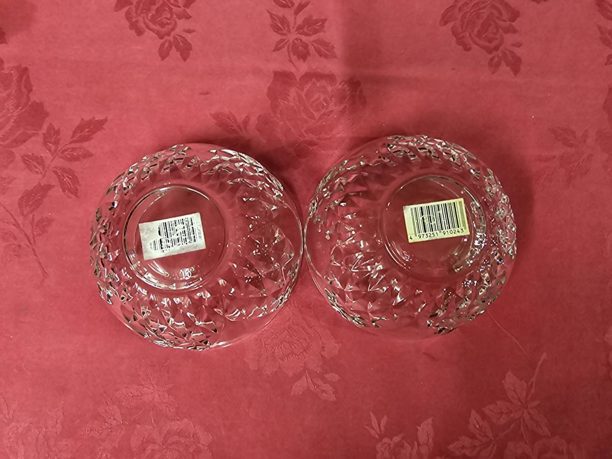 レトロ ガラス 食器　parka glass カットガラス　取り皿　2個セット デザート フルーツ ガラス食器　サイズ約直径12cm高さ6cm　emt1-05　 _画像3