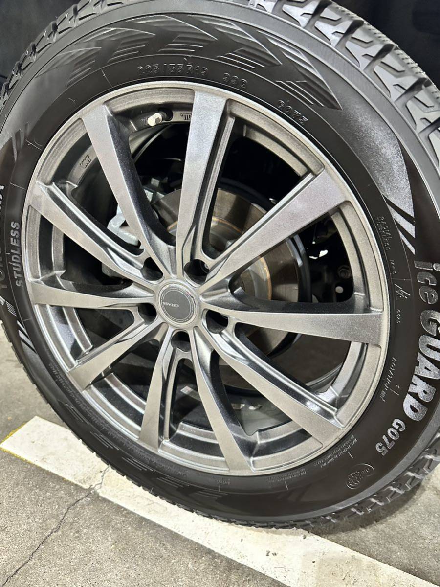 スタッドレスタイヤアルミセット　4本　225/55R19 99Q ヨコハマ　アイスガードG075 バリ山 ハリアー80系等　5-114.3 19-7J ET35 _画像9