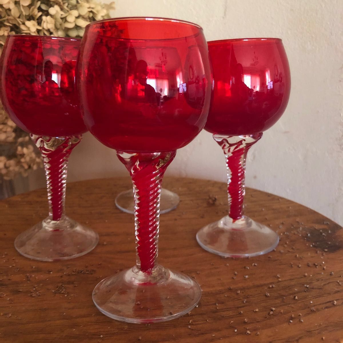 ベネチアングラス　ワイングラス　真紅　ガラス　ヴェネツィア　ヴェネツィアングラス GLASS イタリア　ハンドメイド 赤