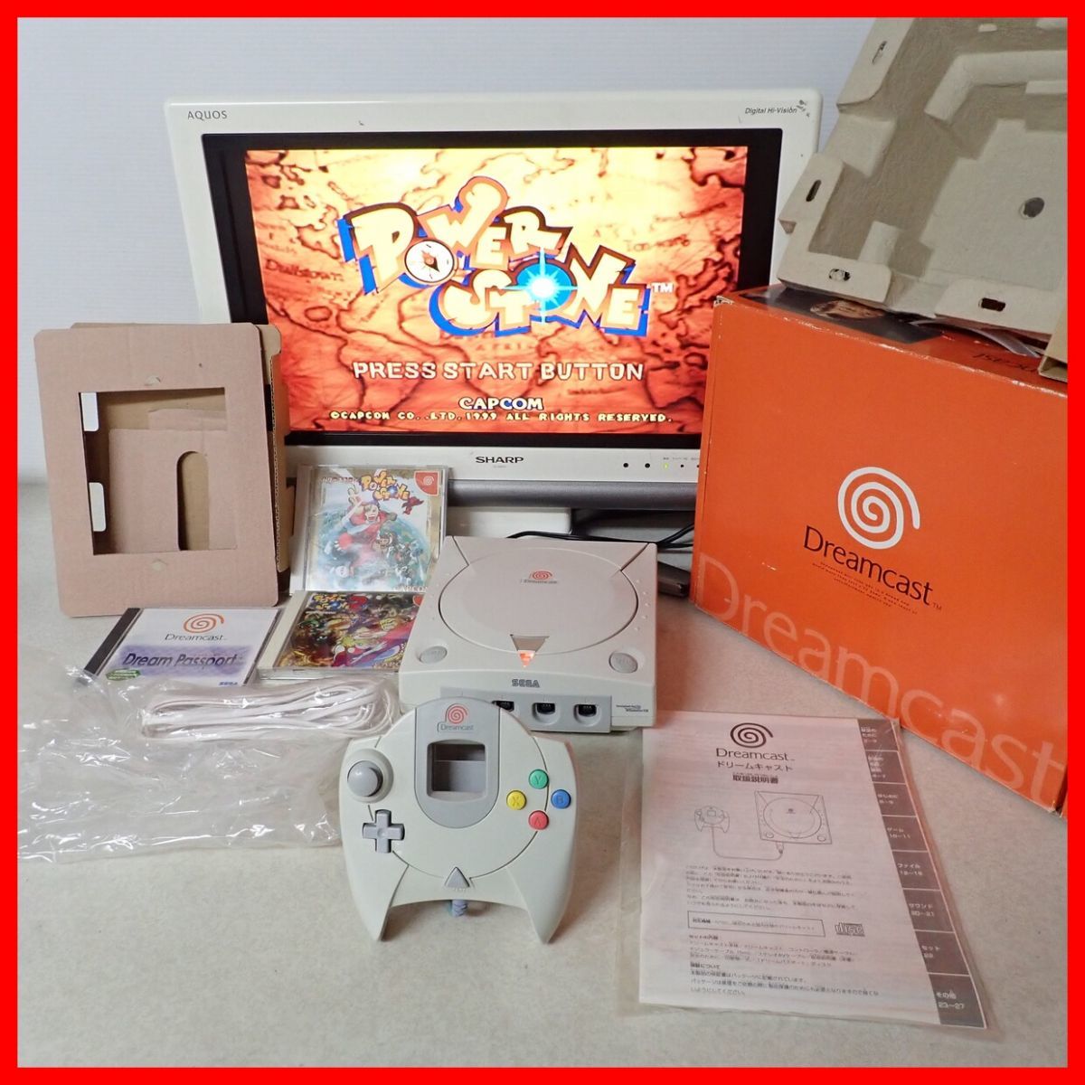 ◇動作品 DC ドリームキャスト 本体 HKT-3000 箱説付+ パワーストーン 等 ソフトまとめてセット ドリキャス Dreamcast SEGA セガ【20_画像1