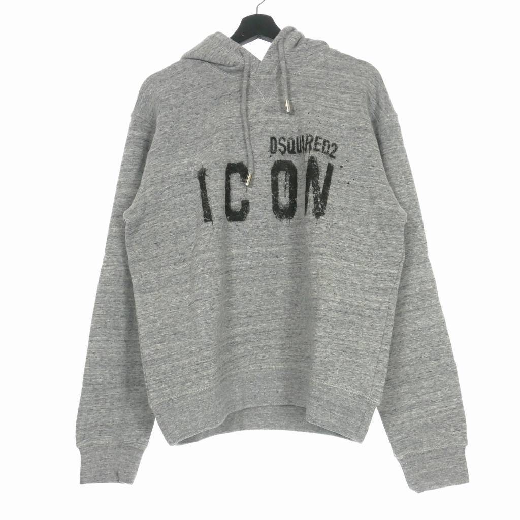 未使用品 ディースクエアード DSQUARED2 22SS ICON SPRAY SWEATSHIRT ロゴプリント パーカー フーディ 長袖 M グレー 灰 S79GU0057の画像1