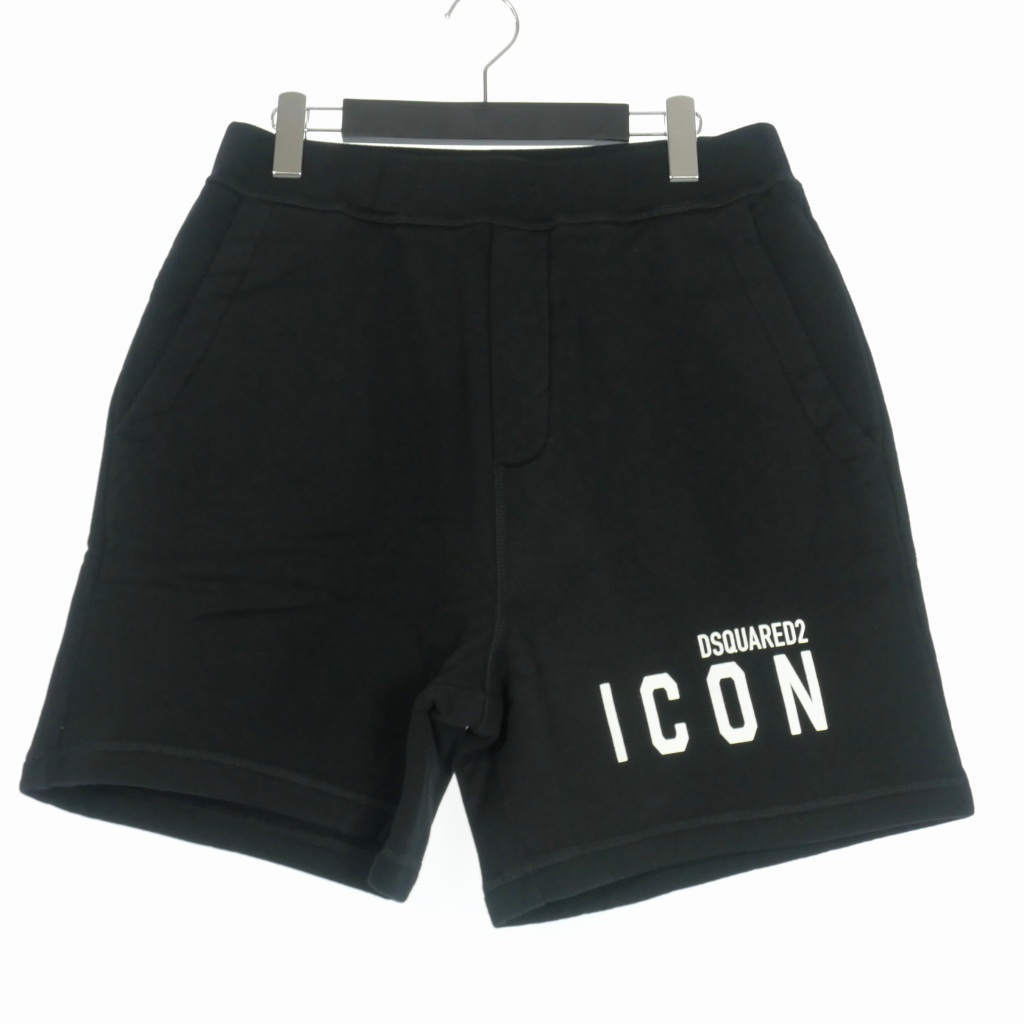 未使用品 ディースクエアード DSQUARED2 21SS Be Icon Relax Shorts スウェットショートパンツ ショーツ S ブラック 黒 S79MU0005_画像1