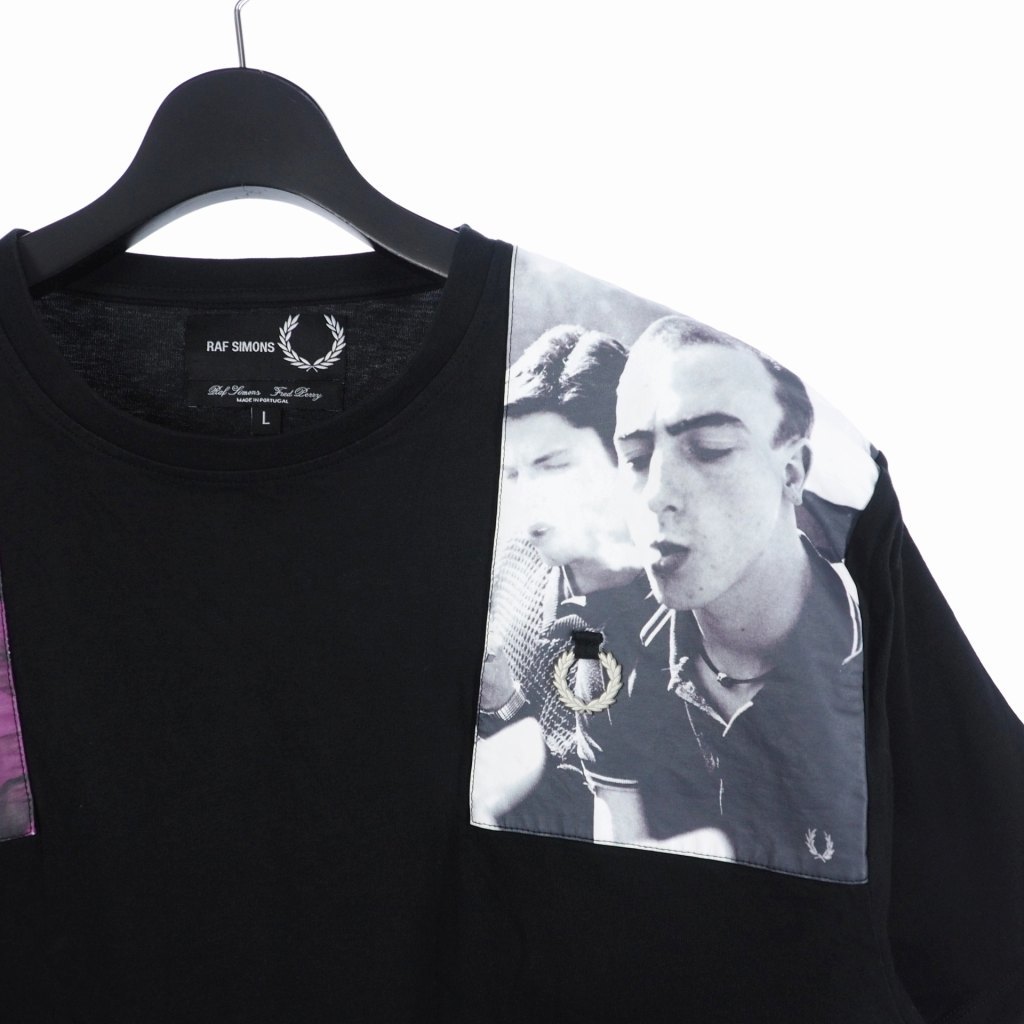 ラフシモンズ RAF SIMONS × フレッドペリー SKATE FIT SHOULDER PRINT T-SHIRT Tシャツ 半袖 プリント L 黒 ブラック 国内正規 メンズの画像3