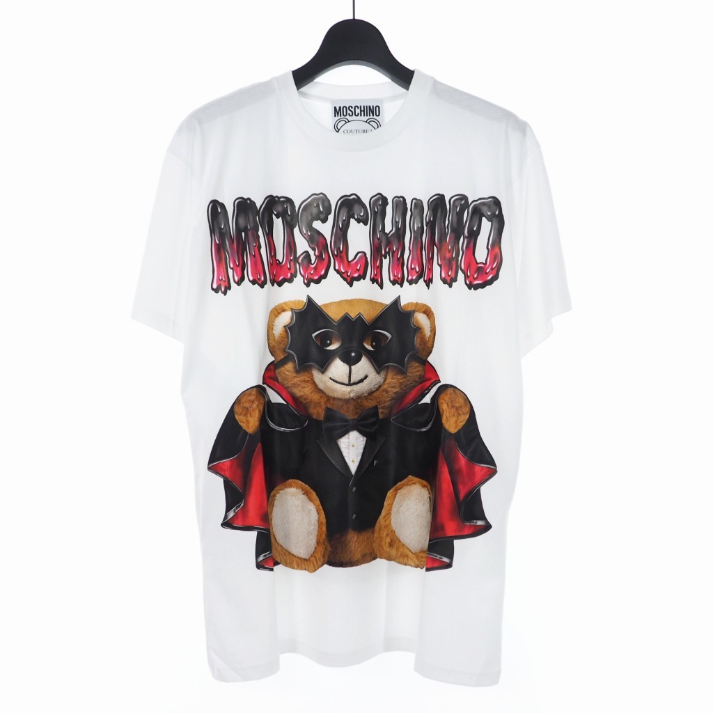 未使用品 モスキーノ MOSCHINO 20SS バッド テディベア プリント Tシャツ カットソー 半袖 L ホワイト 白 A0711 レディース_画像1