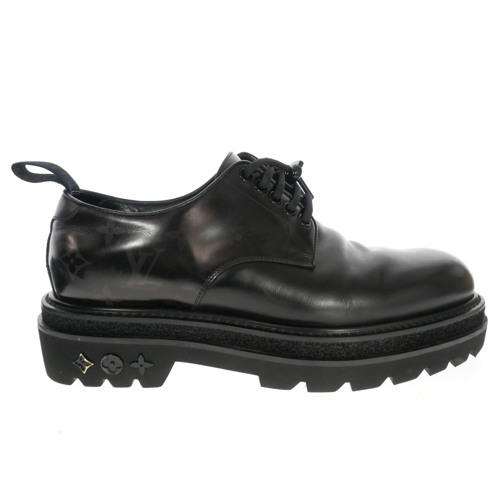 ルイヴィトン LOUIS VUITTON LVブラックアイスライン モノグラム レザーシューズ 革靴 6.5 ブラック 黒 DI0280 メンズ_画像3