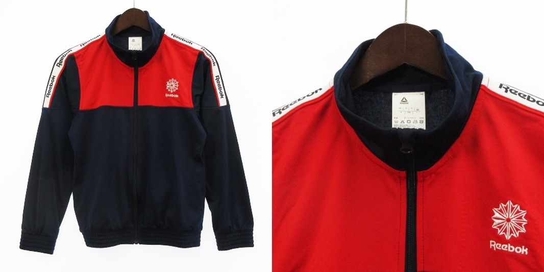  Reebok Reebok выставить джерси жакет Zip выше брюки Logo вышивка темно-синий красный 150 спортивная одежда #GY01 Kids 