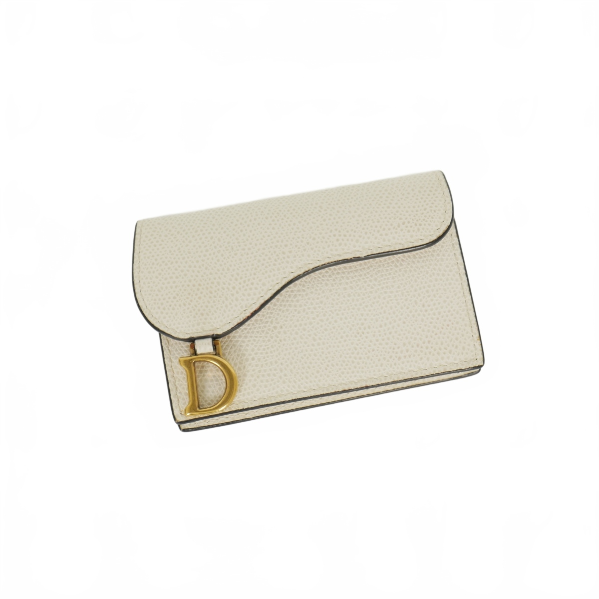  Christian Dior Christian Dior saddle flap card holder card-case card-case white white lady's 