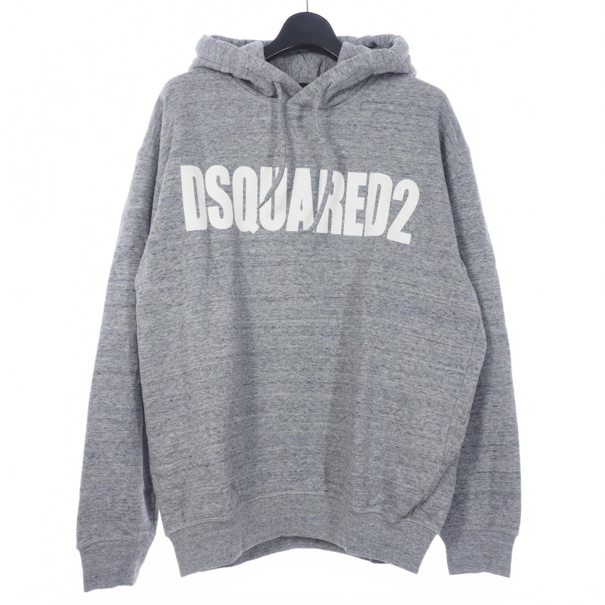 未使用品 ディースクエアード DSQUARED2 22SS ロゴプリント プルオーバーパーカー フーディ XL グレー S74GU0602 国内正規 メンズ_画像1