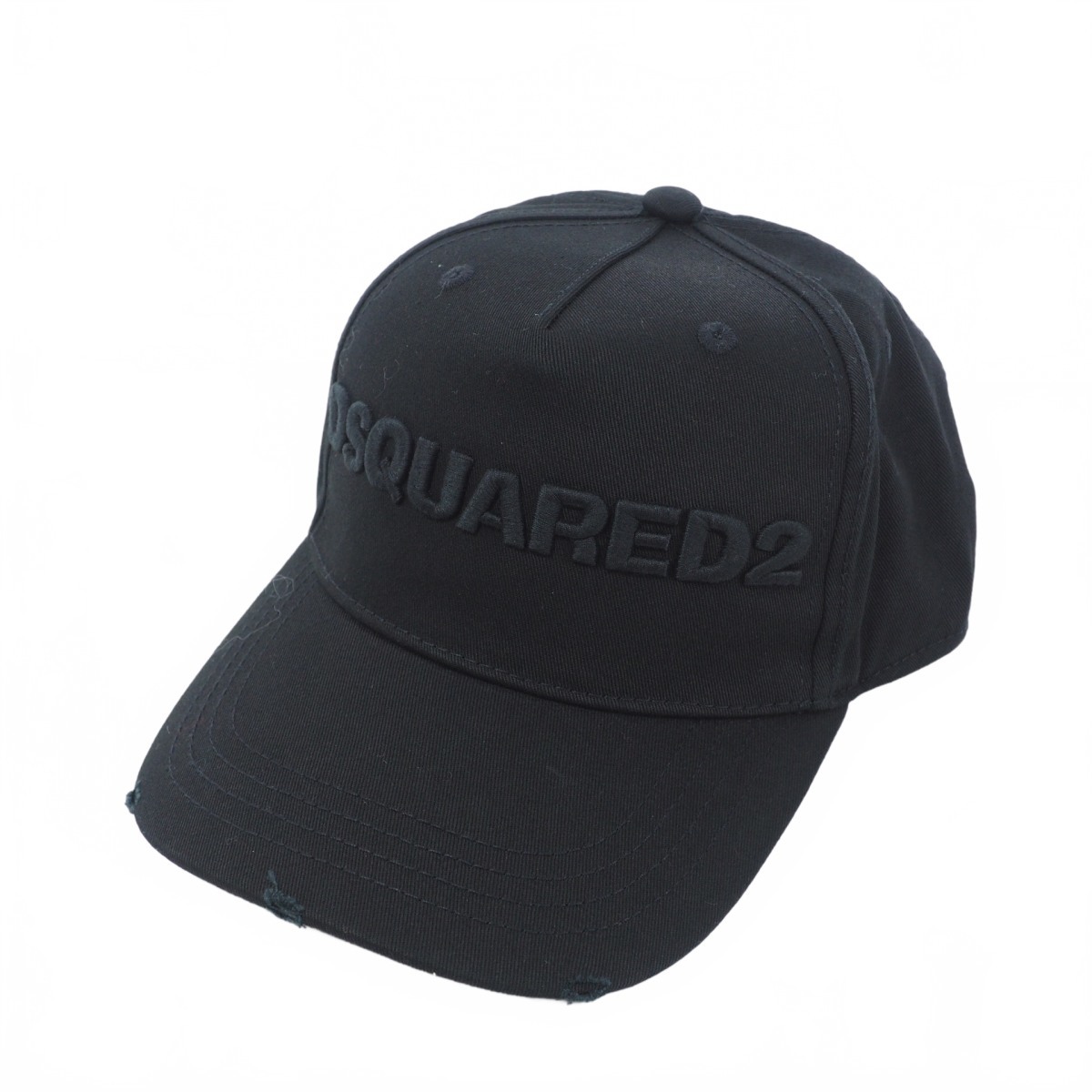 未使用品 ディースクエアード DSQUARED2 21SS ダメージ加工 ロゴキャップ 帽子 黒 ブラック S82BC0028 国内正規 メンズの画像1
