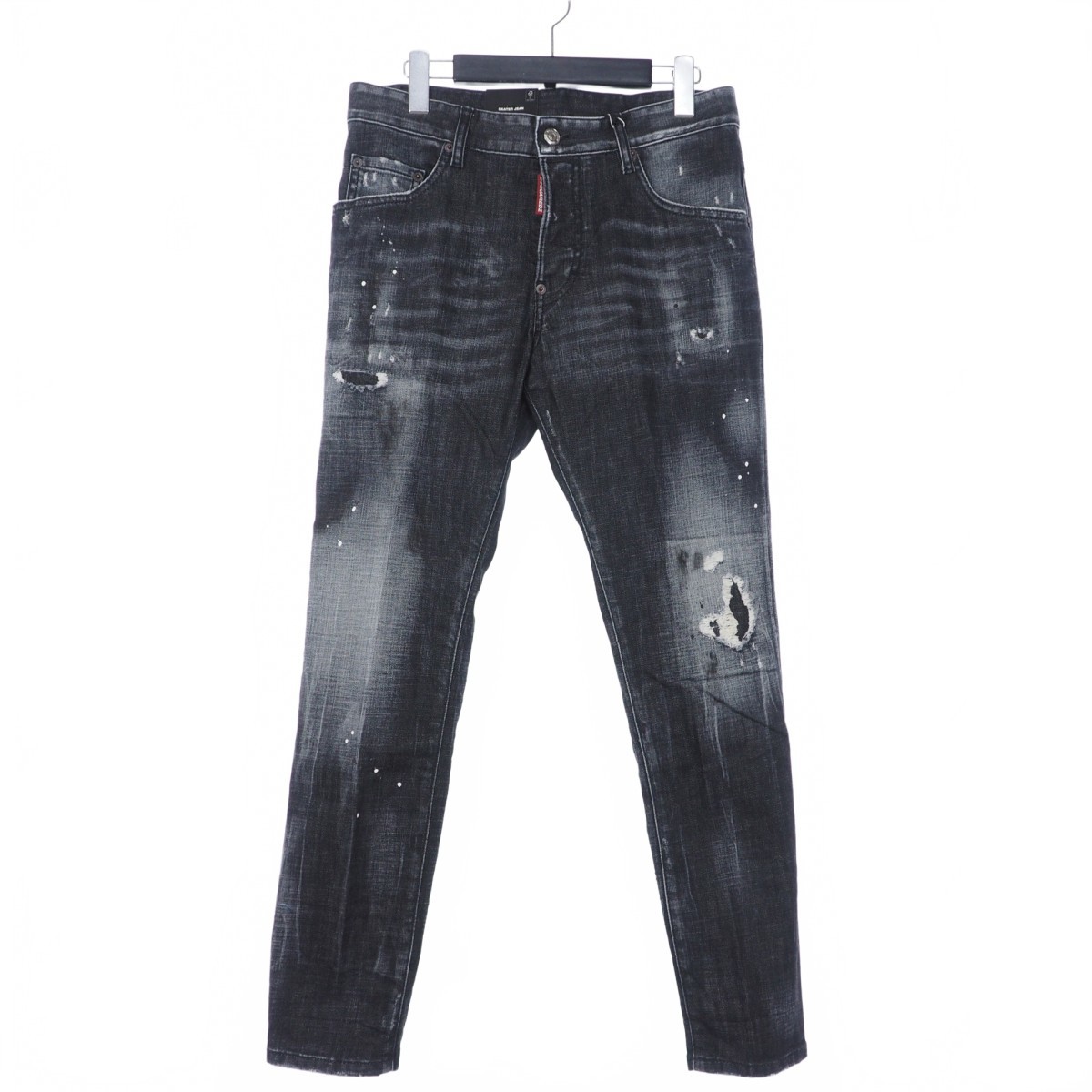 未使用品 ディースクエアード DSQUARED2 22SS Skater Jean スケータージーンズ ストレッチ デニムパンツ ユーズド加工 44 黒 ブラック