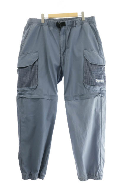 シュプリーム SUPREME 21SS Mesh Pocket Belted Cargo Pant ボックス ロゴ メッシュ ポケット ベルテッド カーゴ パンツ XL 水色 ブルー ☆