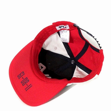  filler FILA hat Baseball cap tricolor big Logo 6 panel snap back red red white white navy blue navy men's 