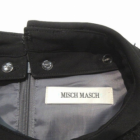 ミッシュマッシュ MISCH MASCH ワンピース ひざ丈 グレンチェック 2way レース衿付き 長袖 グレー M レディース_画像4