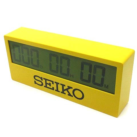 セイコー SEIKO クロック SQ816Y デジタル 掛け時計 スポーツタイマー カレンダー イエロー_画像1