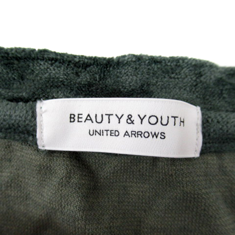 B&Y ユナイテッドアローズ BEAUTY&YOUTH ビューティー&ユース Tシャツ カットソー ベロア 半袖 ラウンドネック 無地 緑 グリーン メンズ_画像3