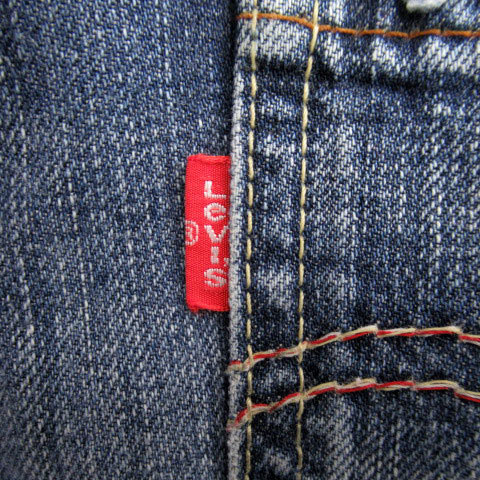 リーバイス Levi's デニムパンツ ジーンズ ストレートパンツ ロング丈 ダメージ加工 29 青 ブルー /SY19 メンズ_画像3