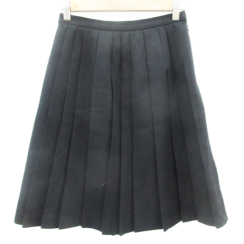  Ray Beams Ray Beams pleated skirt knee height wool 0 black black /YM12 lady's 