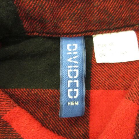 エイチ&エム H&M チェックシャツ 長袖 赤 黒 XS *A432 メンズ レディース_画像3