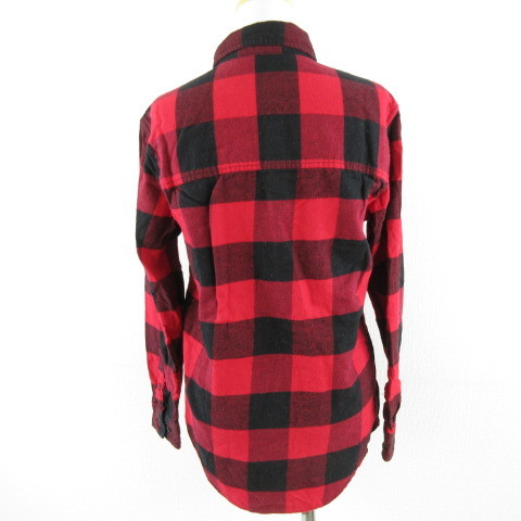 エイチ&エム H&M チェックシャツ 長袖 赤 黒 XS *A432 メンズ レディース_画像2