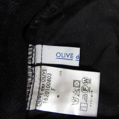 オリーブデオリーブ OLIVE des OLIVE デニムスカート 台形スカート ミニ丈 ボタンフライ F 黒 ブラック /YS9 レディース_画像4