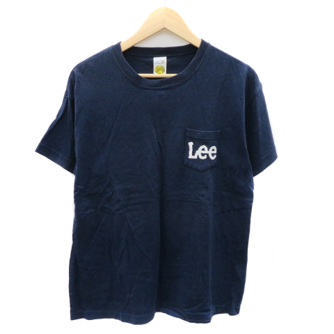 リー LEE Tシャツ カットソー 半袖 ラウンドネック ロゴ L 紺 ネイビー /YK41 レディース_画像1