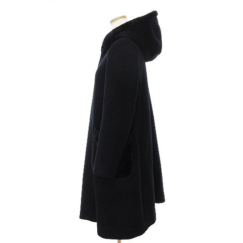  Tomorrowland collection wool coat hood Zip up fake fur 14-08-55-08801 black black 36 S rank #SM1 lady's 