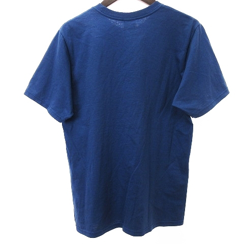 ステューシー STUSSY Tシャツ カットソー 半袖 フロントロゴ 刺繍 コットン 青 ブルー S メンズ_画像2