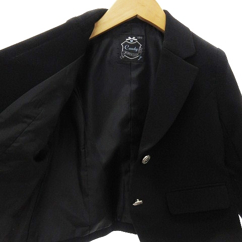 スパイスキャンディ フォーマル スーツ 3点セット テーラードジャケット シャツ 長袖 スカート フレア リボン レース 黒 白 120 ■SM1_画像3