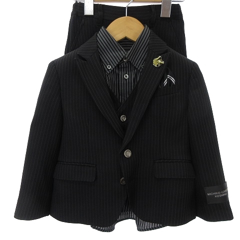 MICHIKO LONDON KOSHINO formal setup 4 point set jacket the best shirt pants long stripe black 100 #SM1 Kids 