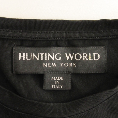ハンティングワールド HUNTING WORLD エレファント プリント Tシャツ カットソー 半袖 イタリア製 ブラック S メンズ_画像4