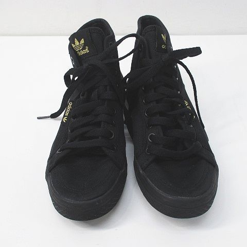 アディダスオリジナルス adidas originals ハニー ミッド ビッグ ロゴ スニーカー ハイカット B26895 22.5cm ブラック 黒系 キャンバス地_画像5