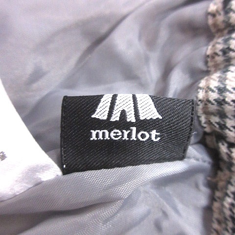 メルロー merlot パンツ 総柄 チェック グレー 白 ホワイト 黒 ブラック ベージュ /MS レディース_画像6
