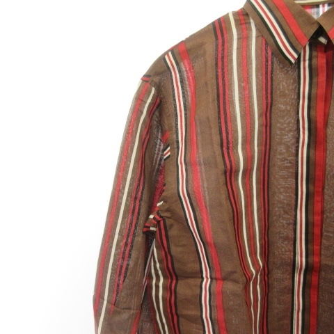  Christian Dior Christian Dior ratio wing stripe shirt casual shirt long sleeve tea Brown multicolor M EC* men's 