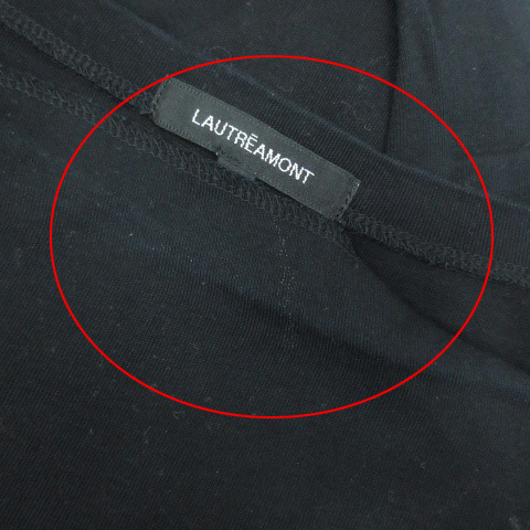 ロートレアモン LAUTREAMONT Tシャツ カットソー 七分袖 スクエアネック 無地 38 黒 ブラック /FF15 レディース_画像5