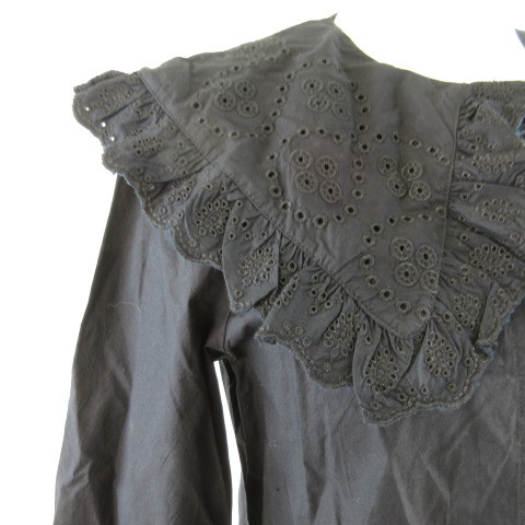 未使用品 エイチ&エム H&M シャツ ブラウス 長袖 刺繍 黒 S *T879 レディースの画像4