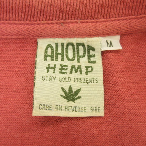 アホープヘンプ A HOPE HEMP カットソー Tシャツ 長袖 ピンク M *T944 メンズの画像3