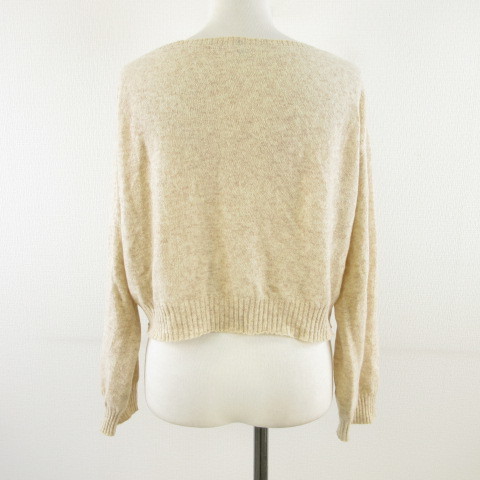  united * color z*ob* Benetton UNITED COLORS OF BENETTON knitted sweater long sleeve short beige XS *T939 lady's 
