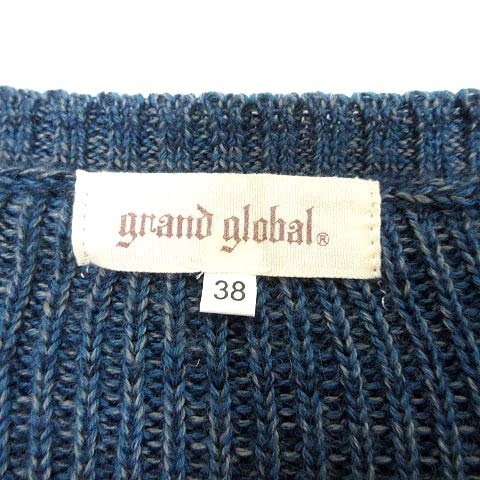 グランドグローバル grand global ニット セーター 長袖 38 青 ブルー /YK ■MO メンズ_画像5