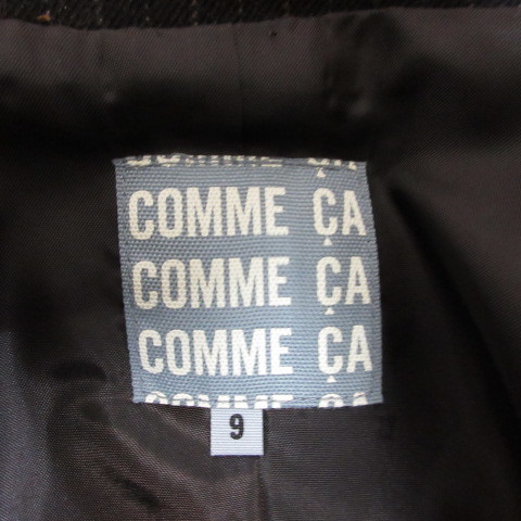 コムサ COMME CA ジャケット スカート スーツ セットアップ 9/7 こげ茶 ダークブラウン ウール100％ ストライプ柄 裏地付き レディース_画像4