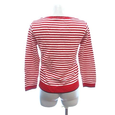  Olive des Olive OLIVE des OLIVE knitted sweater long sleeve border round neck 2 red red white white /CT lady's 