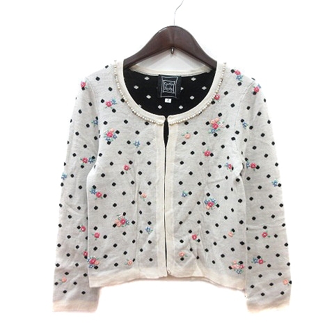  Cynthia Rowley CYNTHIA ROWLEY cardigan knitted dot embroidery wool 2 white ivory /MN lady's 