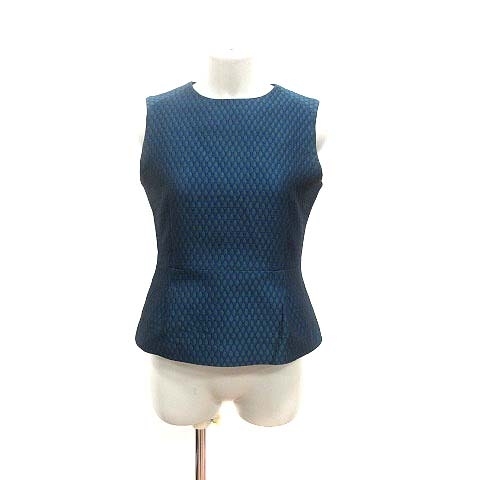  Ined INED blouse total pattern no sleeve 9 navy blue navy green green /YK lady's 