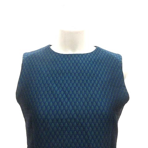  Ined INED blouse total pattern no sleeve 9 navy blue navy green green /YK lady's 