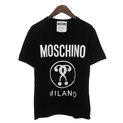  Moschino MOSCHINO 20SS front Logo print T-shirt short sleeves crew neck black black I48 #GY01 men's 