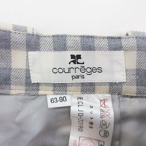 クレージュ courreges パンツ ボトムス キュロット ハーフ丈 チェック ウール 63-90 グレー×アイボリー ※EKM レディース_画像3