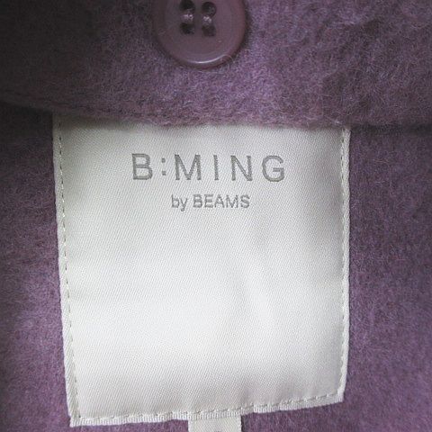 ビーミングバイビームス B:MING LIFE STORE by BEAMS ミドル丈 フーデッドコート S 紫 パープル系 ジップアップ スナップボタン ポケット_画像3