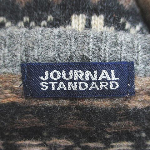 ジャーナルスタンダード JOURNAL STANDARD アーガイル柄 長袖 カーディガン ニット 灰系 グレー ボタン 毛 ウール レディース_画像3