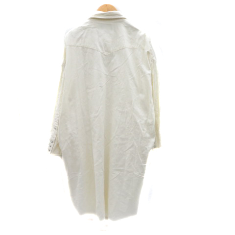  Wrangler WRANGLER shirt One-piece mi leak height long sleeve plain oversize M eggshell white /YK27 lady's 
